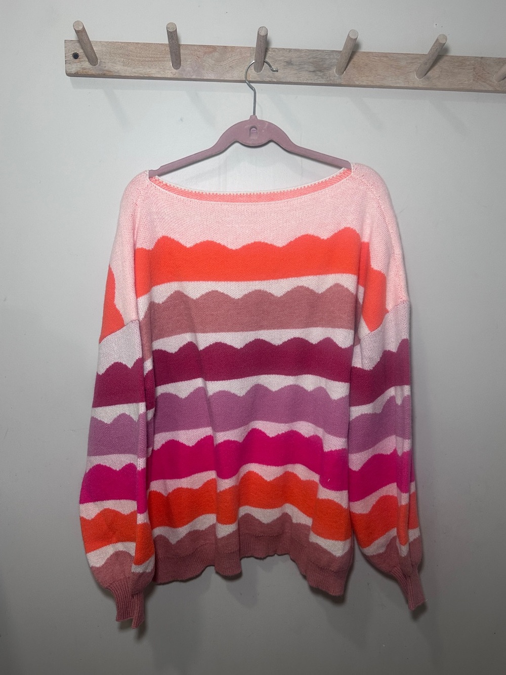 Scallop Balloon-Sleeve Sweater